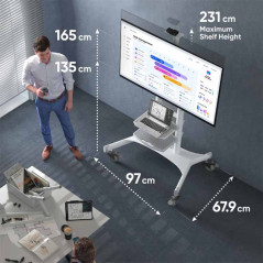 ONKRON TS1881-W stand mobil premium pentru TV-uri si display-uri cu diagonala 50"-86", max 90Kg, alb