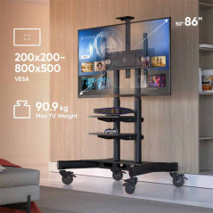 ONKRON TS1881-B stand mobil premium pentru TV-uri si display-uri cu diagonala 50"-86", max 90Kg, negru