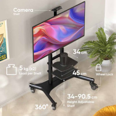 ONKRON TS1881-B stand mobil premium pentru TV-uri si display-uri cu diagonala 50"-86", max 90Kg, negru