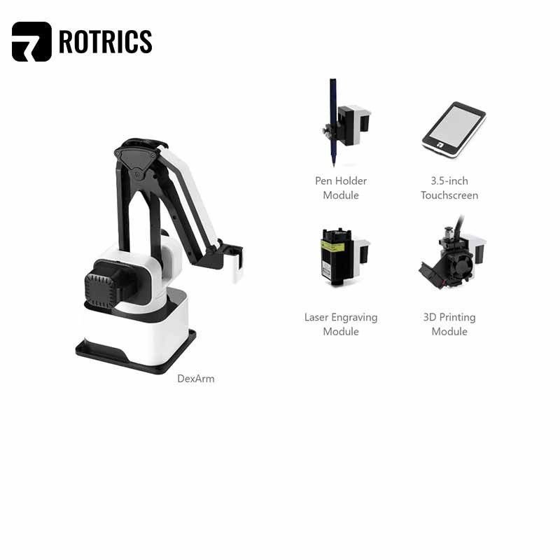 ROTRICS DexArm brat robotic imprimare 3d si laser, multifunctional, 4 axe, design modular, dedicat mediului educational