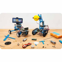 Control wireless de pe telefon sau tableta via aplicatie mobila pentru acest kit robot educational programabil.