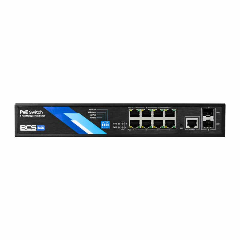 Switch PoE 8 Porturi Gigabit cu Management BCS-B-SP08G-2FSP-M + 2 SFP Switch PoE 8 Porturi Gigabit cu Management BCS-B-SP08G-2FSP-M + 2 SFP
