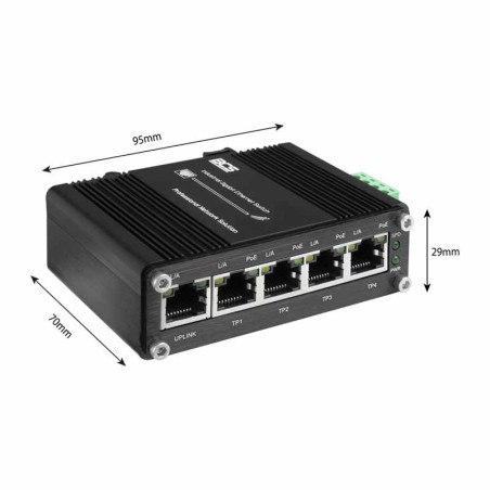 Switch PoE Industrial 4 Porturi Gigabit  BCS-ISP04G01G, Montaj Sina DIN