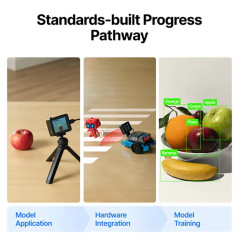 Interfata mBlock 5 afisand blocurile de programare pentru pornirea Makeblock AI Camera 2.0.
